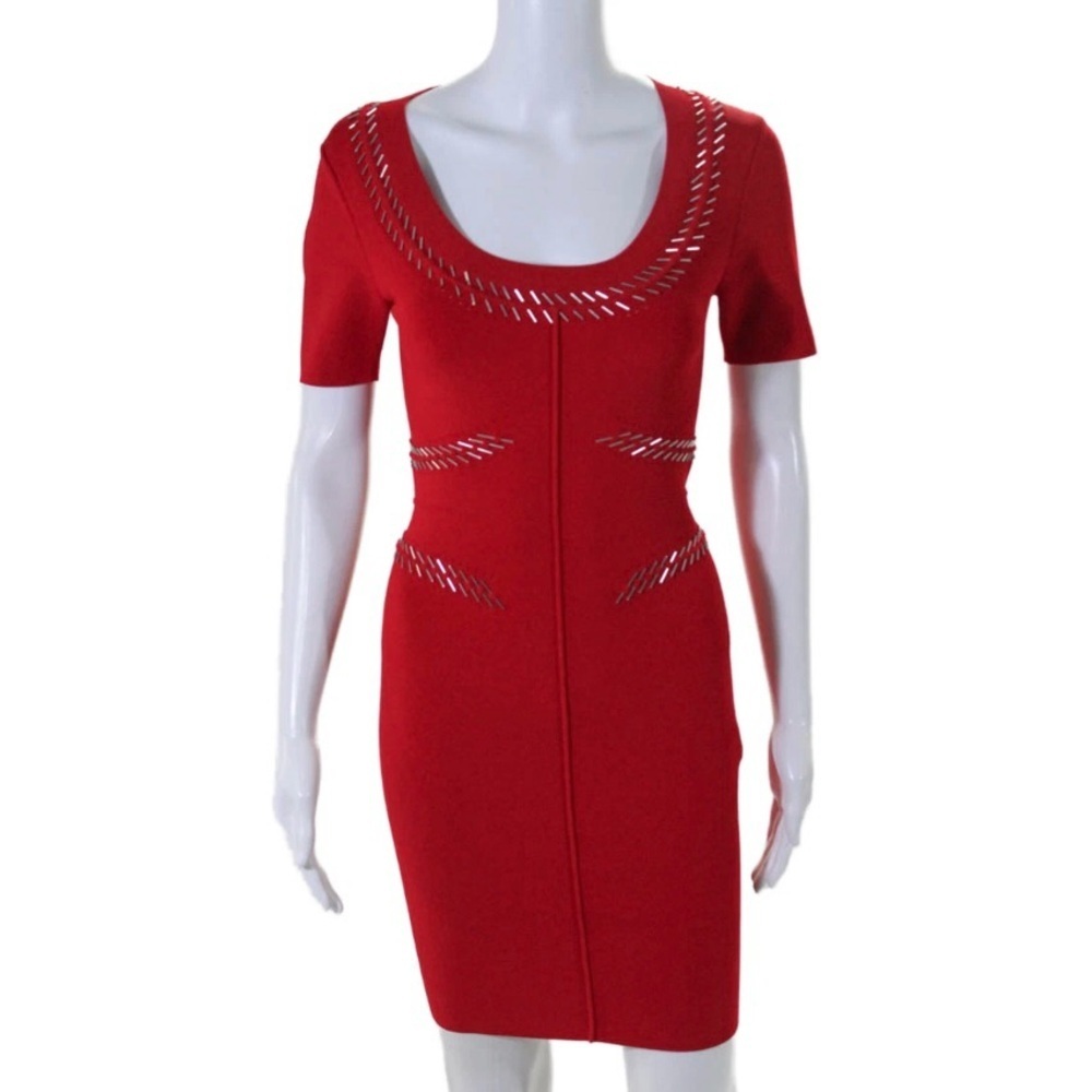 Alexander Wang Pin Pierce Bodycon Dress in Red Size Small